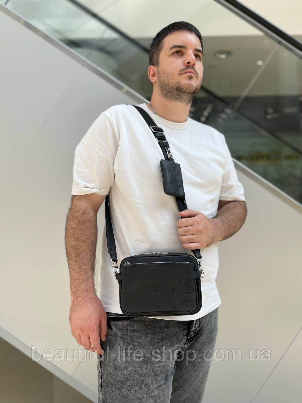 Шкіряна елегантна сумка-месенджер Louis Vuitton Trio Messenger Сумка 3в1 через плече луї вітон чоловіча