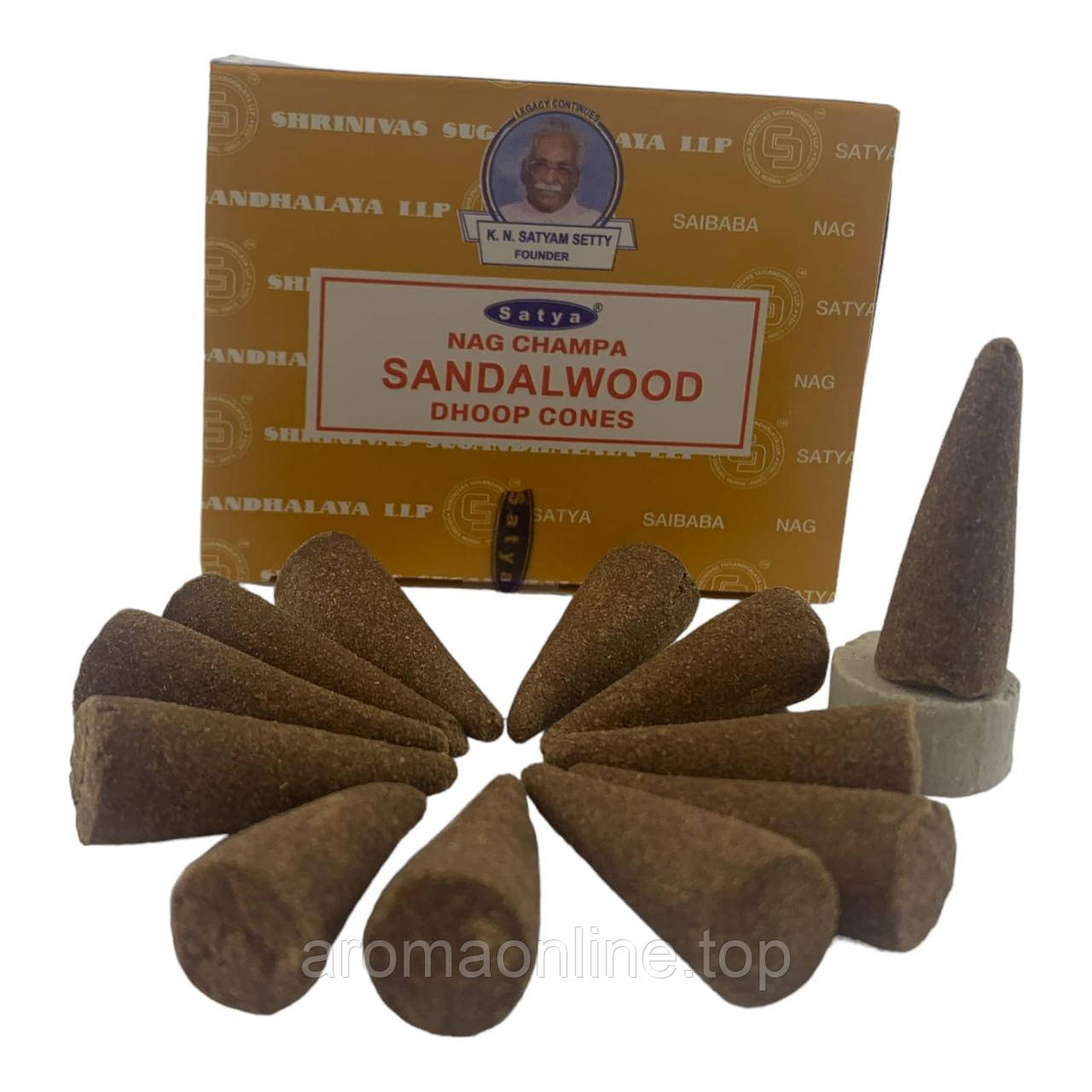 Sandalwood Dhoop Cones (Сандал) Satya, фото 1