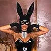 Маска кролика PlayBoy, чорна глянець 36 см, фото 5