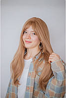 Длинный светло русый ровный парик с пробором имитация роста волос