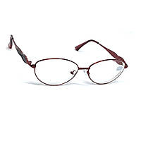 Жіночі металеві окуляри 2255 у бордовій оправі з білою лінзою +3.5
