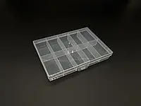 Пластиковый органайзер на 10 отсеков прозрачный с крышкой 130х90х18 мм для хранения