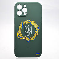 Чехол с патриотическим рисунком Silicone Case Wave Print с MagSafe для iPhone 12 Army Trident Green