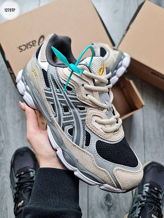 Чоловічі кросівки Asics Gel NYC Grey Взуття Асікс Гель демісезон сірі кеди шкіра текстиль, фото 1