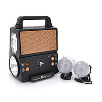 Фонарь переносной KENSA FP-05-W-S-L+Solar+FM+MP3+Bluetooth+AUX, 2 лампы доп. освещения, 2 режима, заряд от 5V,