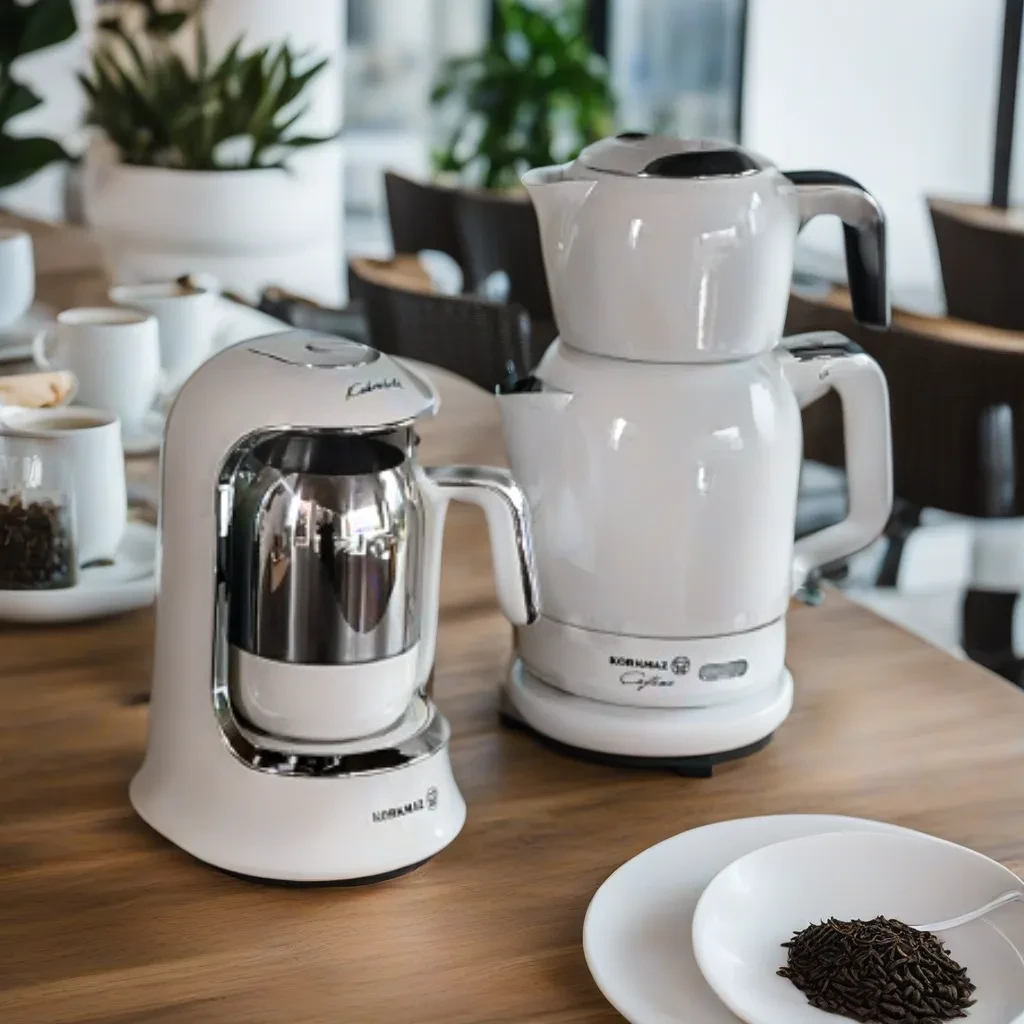 Кавоварка A860-12 та електрочайник Caytema в наборі, дрібна побутова техніка для кухні Korkmaz Vanilla, фото 1