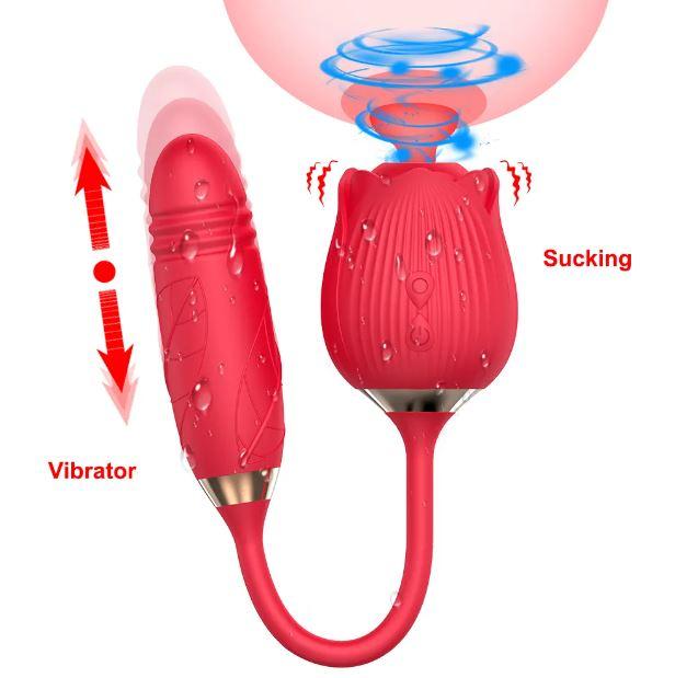 Вакуумний подвійний телескопічний вібратор "Rosebud", фото 1