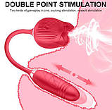 Вакуумний подвійний телескопічний вібратор "Rosebud", фото 6