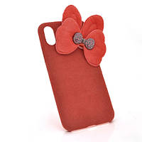 Накладка Пушистая Бантик iPhone 7 Plus/8 Plus red