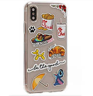 Чехол накладка Stickers Series TPU Case для iPhone X/XS Design 7 (you birken rock)