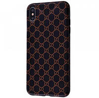 Чехол накладка Fashion Brand Case для iPhone X/iPhone Xs (gucci black pattern)