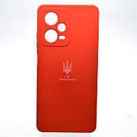 Чехол с патриотическим принтом Silicone Case Print Тризуб для Xiaomi Redmi Note 12 Pro 5G Red