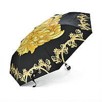 Зонт женский автоматический, D-114см, защита от солнца, UV (99%), защита от дождя, каркас - Al+Fe, Black, gold