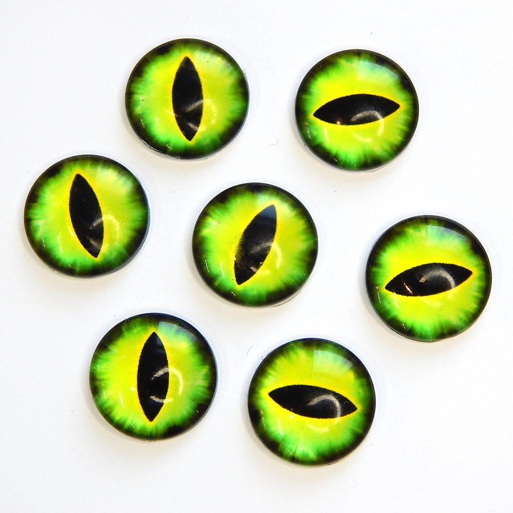 Кабошони скляні "Очі дракона" 16 мм, №11 зелений