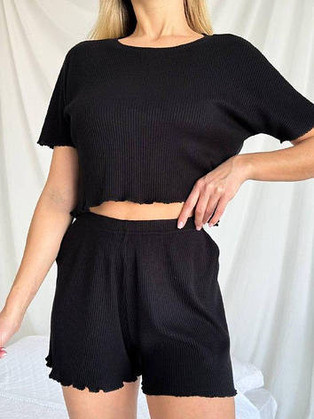 Одяг для дому шорти та футболка XS-S Чорний, фото 1