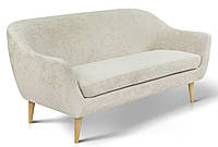 Роскошный велюровый нераскладной диван тахта с узкими подлокотниками на ножках Лагуна цвет Латте Микс Мебель