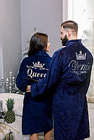 Парные махровые халаты с вышивкой "Король и его королева"