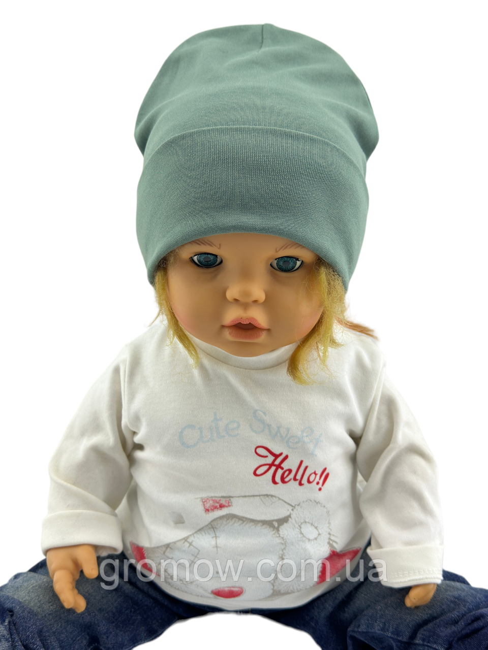 Шапка дитяча трикотажна подвійна демісезонна дитячі головні убори хакі (ШД535), фото 1
