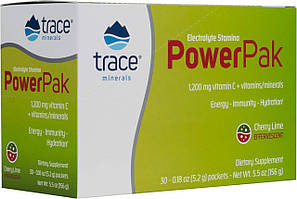 Trace Minerals Power Pak Cherry Lime / Вітамін C + електроліти + мультивітаміни Вишня та Лайм 30 саше