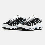 Чоловічі кросівки Nike Air Max TN Plus White Black, чорно-білі шкіряні кросівки найк аір макс тн плюс аїр, фото 2