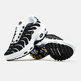 Чоловічі кросівки Nike Air Max TN Plus White Black, чорно-білі шкіряні кросівки найк аір макс тн плюс аїр, фото 5