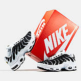 Чоловічі кросівки Nike Air Max TN Plus White Black, чорно-білі шкіряні кросівки найк аір макс тн плюс аїр, фото 4