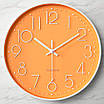 Настінний годинник кварцовий безшумний круглий інтер'єрний красивий Losso Premium CW-30 - Помаранчевий, фото 4