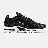 Чоловічі кросівки Nike Air Max TN Plus Black White, чорно-білі шкіряні кросівки найк аір макс тн плюс аїр чорні, фото 3