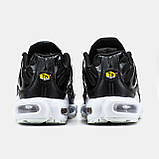 Чоловічі кросівки Nike Air Max TN Plus Black White, чорно-білі шкіряні кросівки найк аір макс тн плюс аїр чорні, фото 6