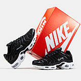 Чоловічі кросівки Nike Air Max TN Plus Black White, чорно-білі шкіряні кросівки найк аір макс тн плюс аїр чорні, фото 4