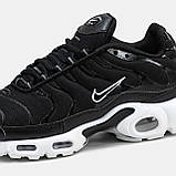 Чоловічі кросівки Nike Air Max TN Plus Black White, чорно-білі шкіряні кросівки найк аір макс тн плюс аїр чорні, фото 9