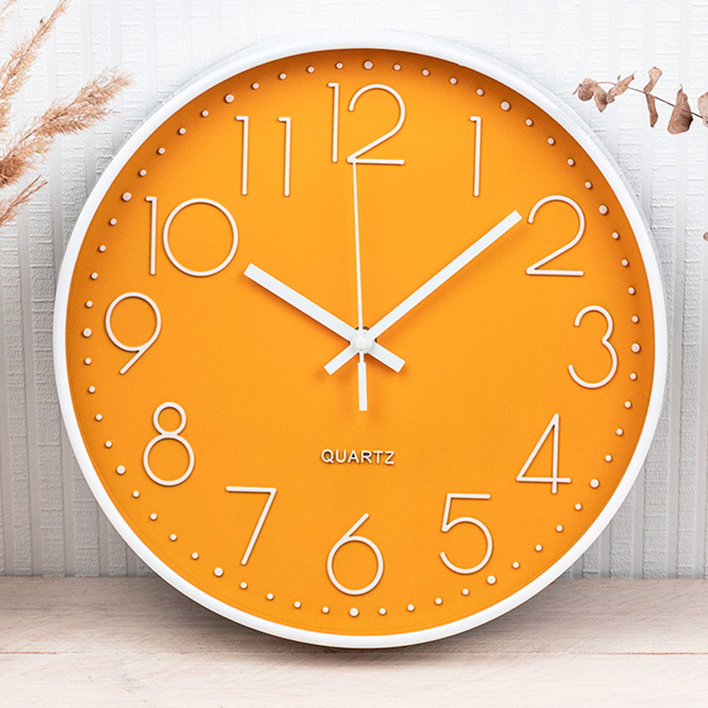 Настінний годинник кварцовий безшумний круглий інтер'єрний красивий Losso Premium CW-30 - Помаранчевий