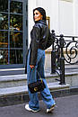Молодіжна коротка чорна куртка косуха з екошкіри з відкладним коміром 42 44 46 48 розміри, фото 6