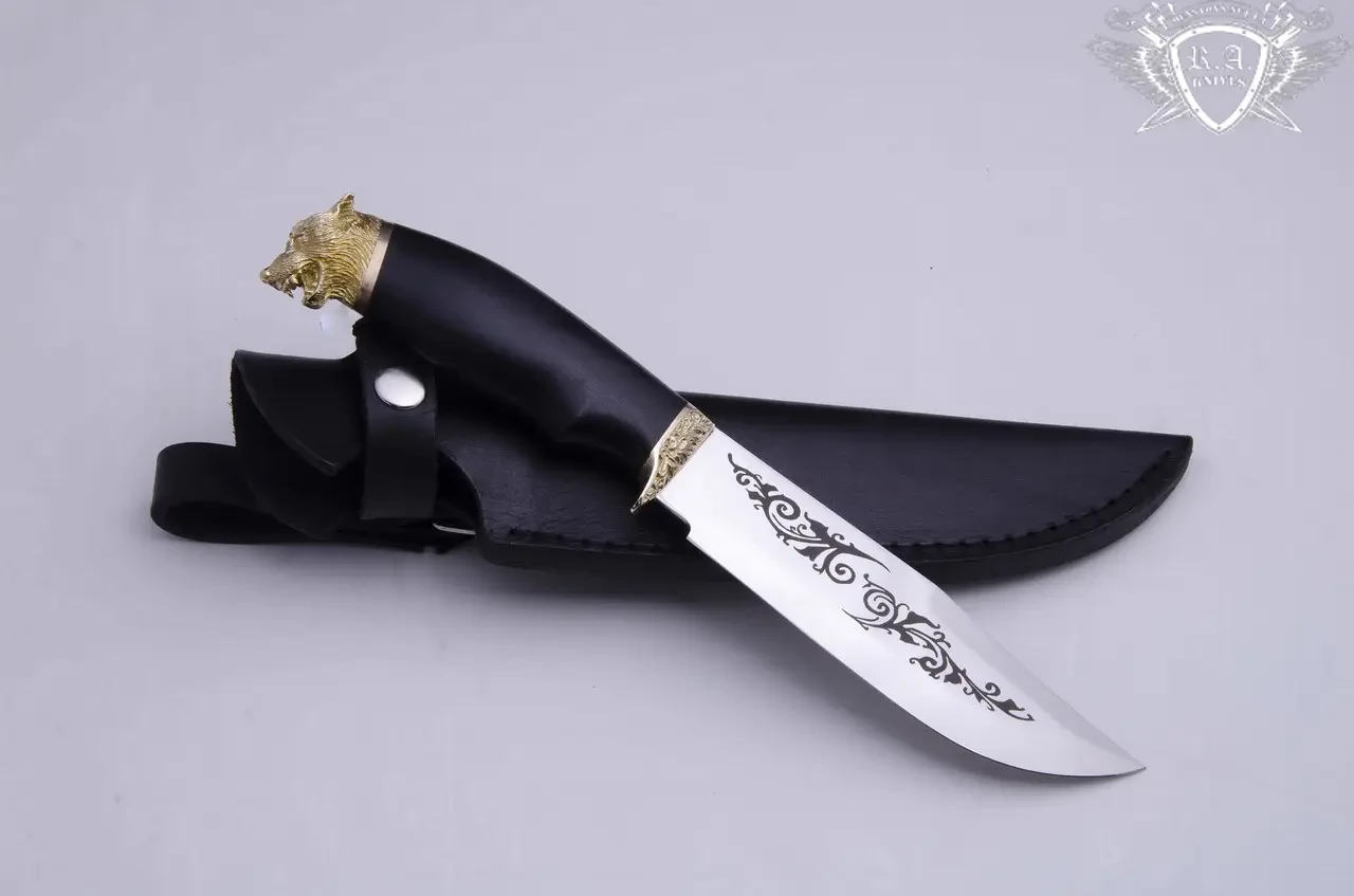 Нож ручной работы "Тёмный волк 2" 160х34х2.2мм из инструментальной стали и рукоятью из граба, фото 1