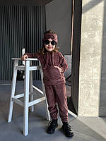 Детский демисезонный спортивный костюм из королевского велюра с капюшоном и повязкой размеры 98-158