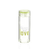 Бутылка-термос Love двойное стекло, зеленого цвета Код/Артикул 84 AR- 57.2