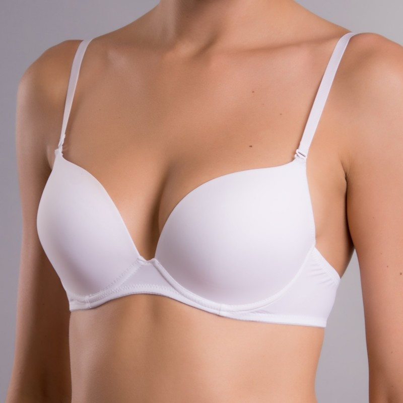 Бюстгальтер жіночий гладкий  колір білий з push-up Чашка B C, фото 1
