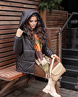 Теплая женская куртка с капюшоном Ткань плащевка + синтепон 200 Размеры 42-44, 44-46, 48-50, 52-54