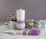 Набор свадебных свечей лилового цвета "Шебби-лаванда" Код/Артикул 84 НПлн