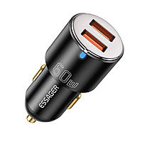 Автомобильное зарядное устройство Essager City Dual USB-A Car Charger 60W, цвет черный (ECC2C1A-FF01)