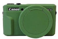 Защитный силиконовый чехол с крышкой для фотоаппаратов CANON G7X Mark II - зеленый - BOOM