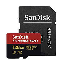Карта памяти MicroSDXC (UHS-1 U3) SanDisk Extreme Pro A2 128Gb class 10 V30 (R200MB/s,W90MB/s) (adapter)