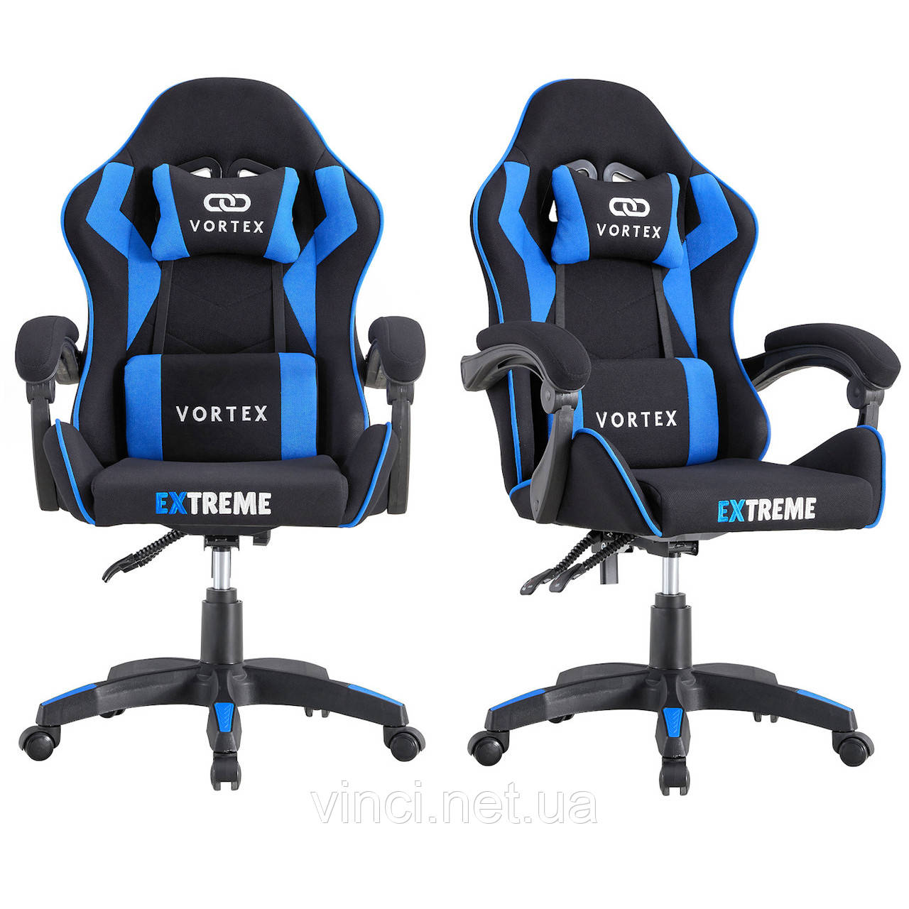 Комп'ютерне крісло із тканини Extreme VORTEX чорно-синій, фото 1