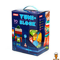 Конструктор детский "yuni-blok", 70 крупных деталей, игрушка, от 3 лет, ЮНИКА 71429