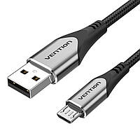 Кабель Vention Cotton Braided USB 2.0 A "папа" - Micro "папа" 3A Cable 1M Gray Aluminum Alloy Type (COAHF)