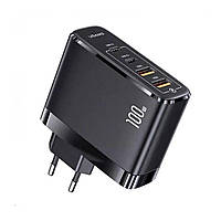 Сетевое зарядное устройство Usams US-CC145 T44 100W 4 Ports GaN Fast 2A+2C Charger (EU), цвет черный