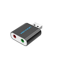 Адаптер Vention USB External Sound Card, цвет черный Metal Type (VAB-S17-B)