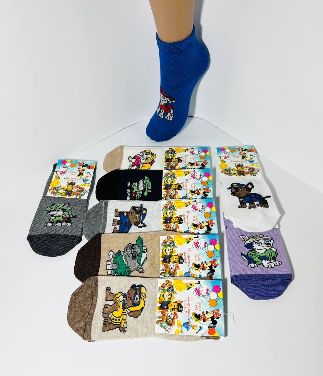 Шкарпетки дитячі 12 пар демісезонні з бавовни щінячий патруль розмір 16-20 (28-35)