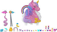 Набор полли покет радужный единорог Polly Pocket 2-In-1 Travel Toy, Rainbow Unicorn Salon Styling Head