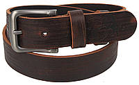 Мужской кожаный винтажный ремень Skipper коричневый 3,8 см Adore Чоловічий шкіряний вінтажний ремінь Skipper